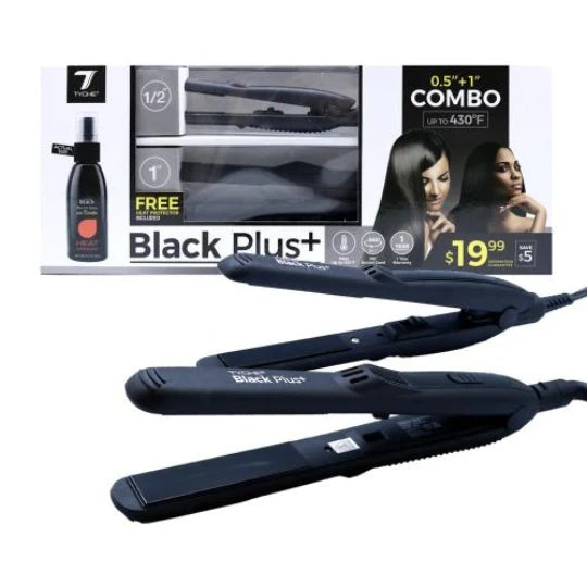 Nicka K-Tyche Black Ceramic Flat Iron 1" + 1/2" Combo