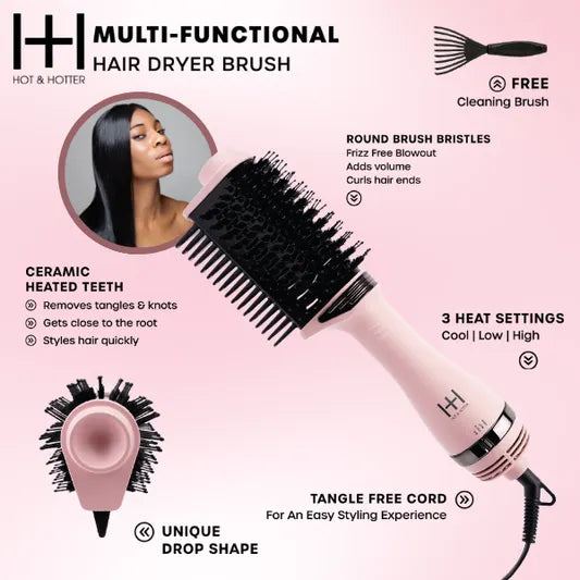 Annie-Hot & Hotter Multi-Functional Hair Dryer Brush with Comb Pink