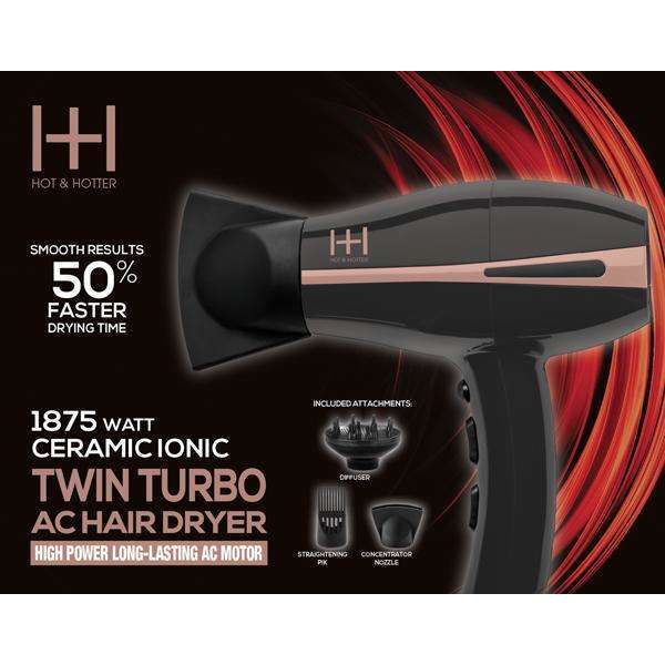 Annie-Hot & Hotter 1875 Watt Dual Turbo Ceramic Ionic AC Hair Dryer
