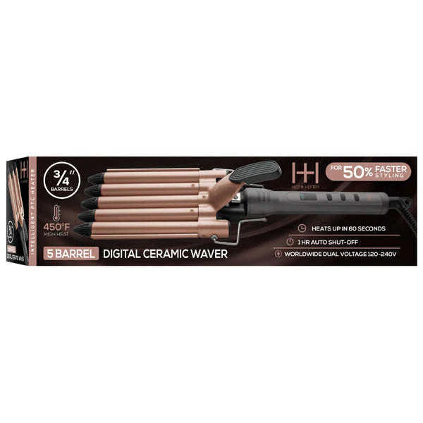 Annie-Hot & Hotter 5 Barrel Digital Ceramic Curling Iron 3/4'' Rose Gold