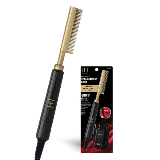 Annie-Hot & Hotter Electric Straightening Hot Comb Medium Teeth Small Black & Gold