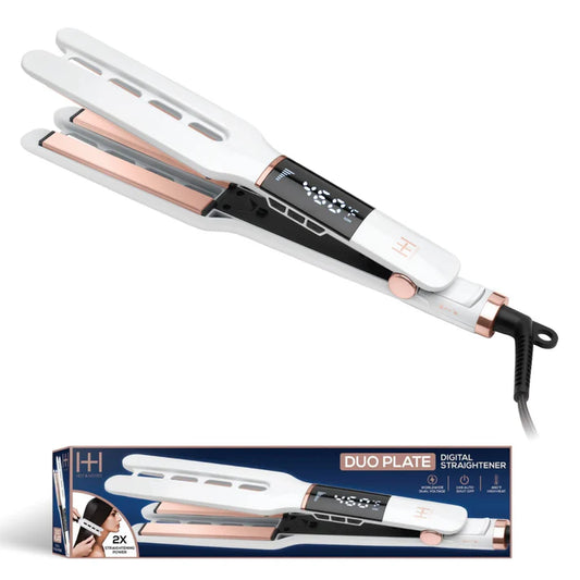 Annie-Hot & Hotter Dual Plate Digital Ceramic Flat Iron 1/2"  White