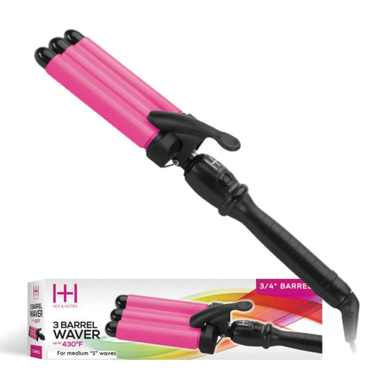 Annie-Hot & Hotter 3 Barrel Waver Curling Iron 3/4" Black & Pink