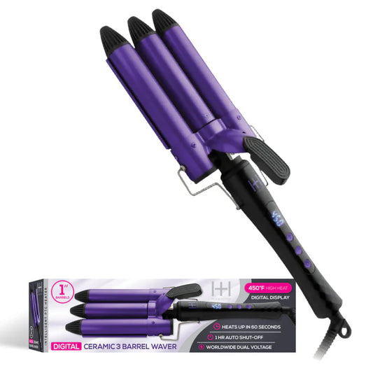 Annie-Hot & Hotter Digital Ceramic 3 Barrel Waver 1in Curling Iron Purple