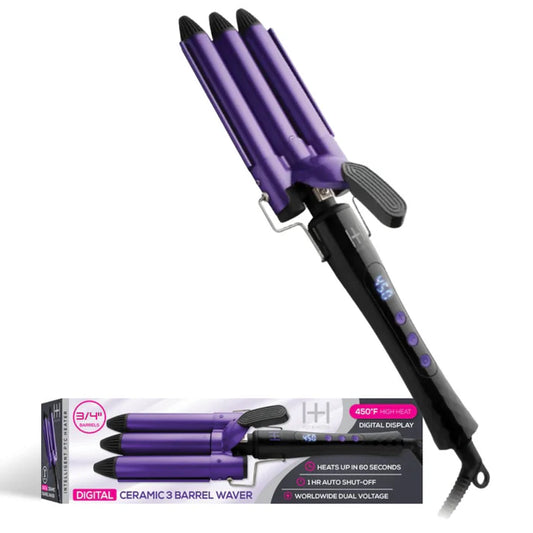 Annie-Hot & Hotter Digital Ceramic 3 Barrel Waver 3/4'' Curling Iron Purple