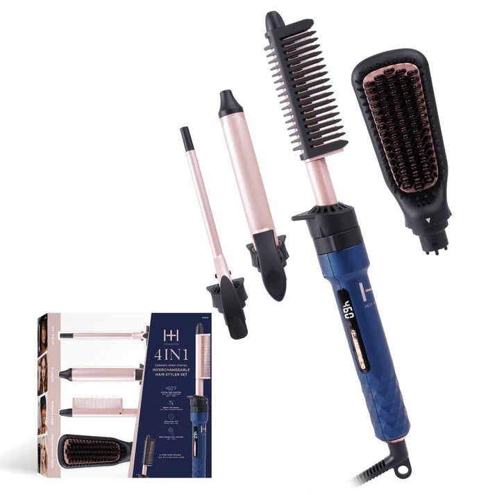Annie-Hot & Hotter 4 in 1 Ceramic lonic Digital Interchangeable Hair Styler Set Blue