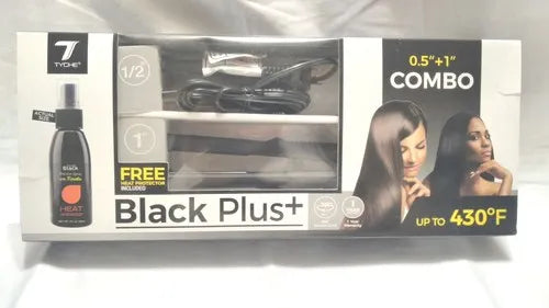 Nicka K-Tyche Black Ceramic Flat Iron 1" + 1/2" Combo