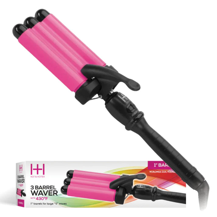Annie-Hot & Hotter 3 Barrel Waver Curling Iron 1" Black & Pink