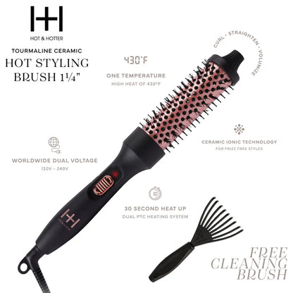 Annie-Hot & Hotter Tourmaline Ceramic Hot Styling Brush 1 1/4'' Black