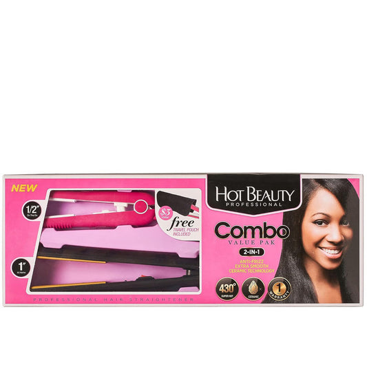 Hot Beauty Ceramic Flat Irons 2-in-1 Combo Value Pack