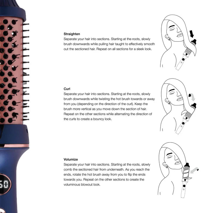 ANNIE-Hot & Hotter Tourmaline Ceramic Digital Hot Styling Brush 1 1/2" Blue