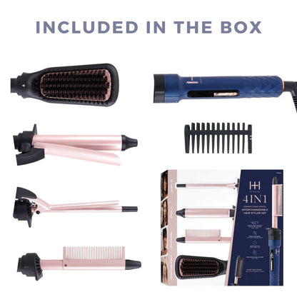 Annie-Hot & Hotter 4 in 1 Ceramic lonic Digital Interchangeable Hair Styler Set Blue