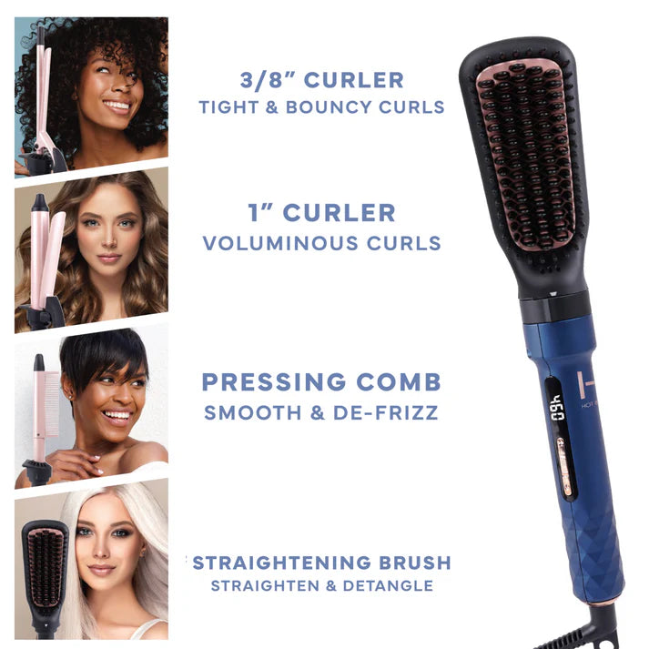 Annie-Hot & Hotter 4 in 1 Ceramic lonic Digital Interchangeable Hair Styler Set Blue