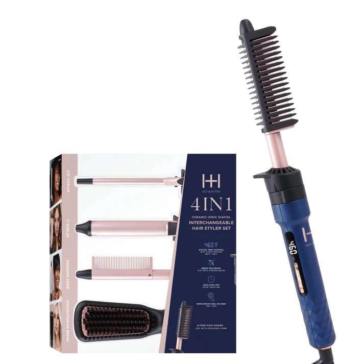 Annie-Hot & Hotter 4 in 1 Ceramic lonic Digital Interchangeable Hair Styler Set Blue