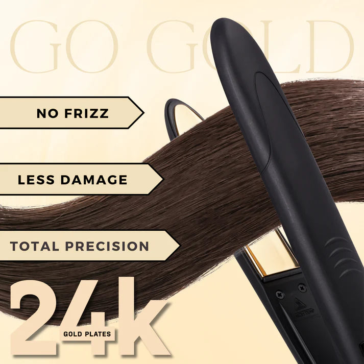 Annie-Hot & Hotter Digital Nano Titanium Flat Iron with Gold Plates 1" Black