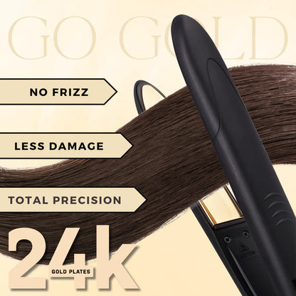 Annie-Hot & Hotter Digital Nano Titanium Flat Iron with Gold Plates 1" Black