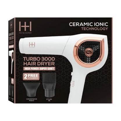 Annie-Hot & Hotter Ceramic Ionic Turbo 3000 Hair Dryer White