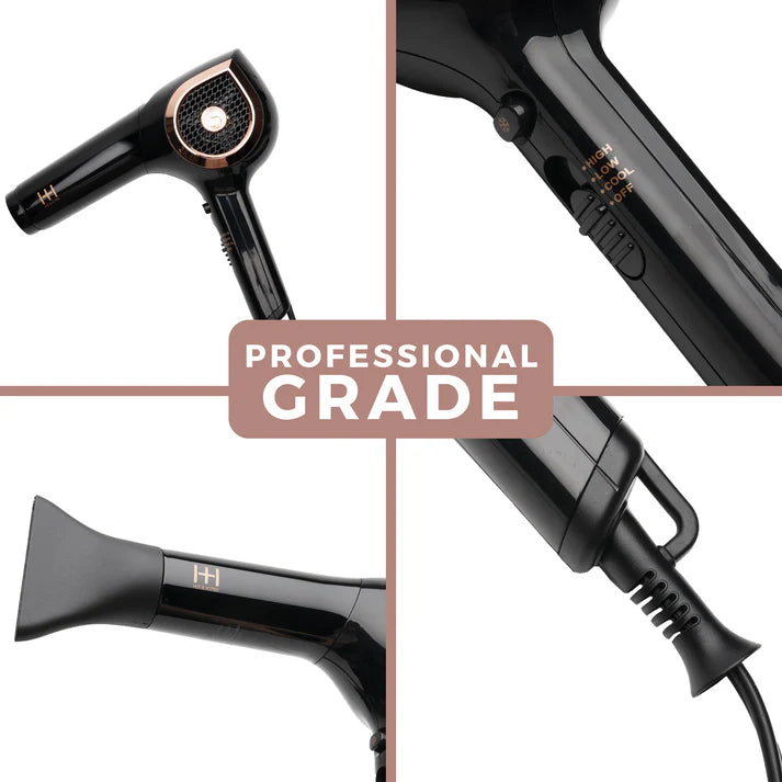 Annie-Hot & Hotter Ceramic Ionic Turbo 3000 Hair Dryer Black & Rose Gold