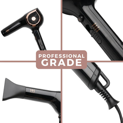 Annie-Hot & Hotter Ceramic Ionic Turbo 3000 Hair Dryer Black & Rose Gold