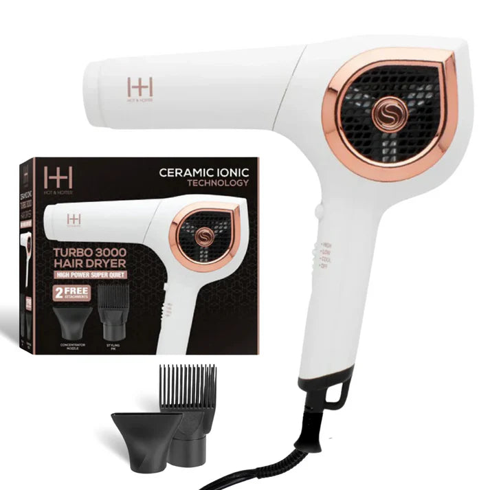 Annie-Hot & Hotter Ceramic Ionic Turbo 3000 Hair Dryer White