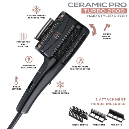 Annie-Hot & Hotter Ceramic Pro Turbo 2000 Hair Styler Dryer Black
