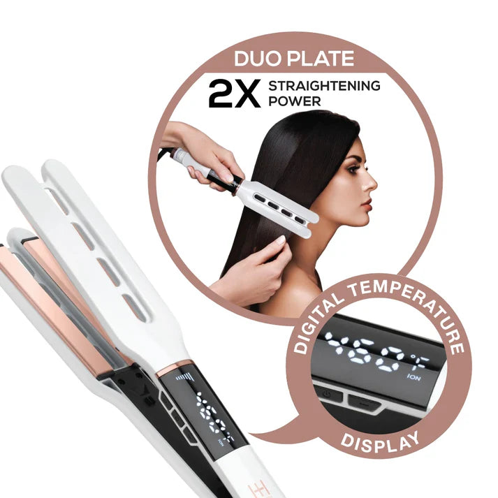 Annie-Hot & Hotter Dual Plate Digital Ceramic Flat Iron 1/2"  White
