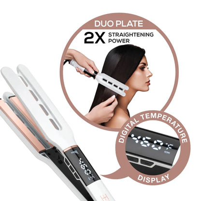 Annie-Hot & Hotter Dual Plate Digital Ceramic Flat Iron 1/2"  White