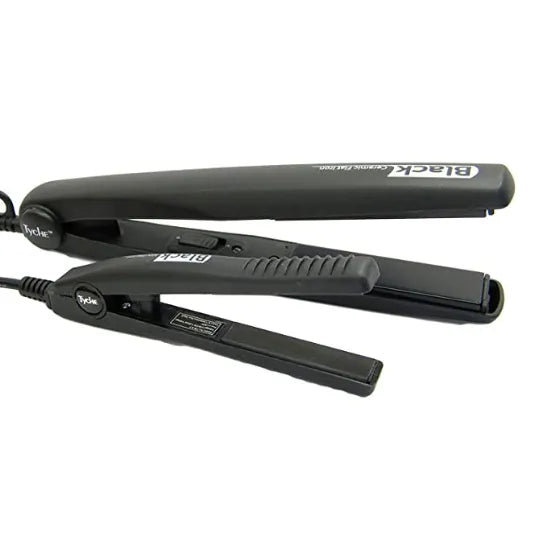 Nicka K-Tyche Black Ceramic Flat Iron 1" + 1/2" Combo
