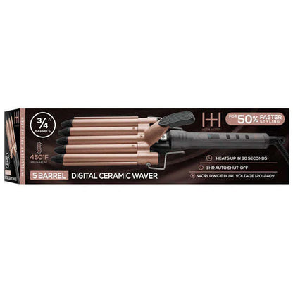Annie-Hot & Hotter 5 Barrel Digital Ceramic Curling Iron 3/4'' Rose Gold
