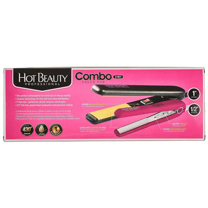 Hot Beauty Ceramic Flat Irons 2-in-1 Combo Value Pack